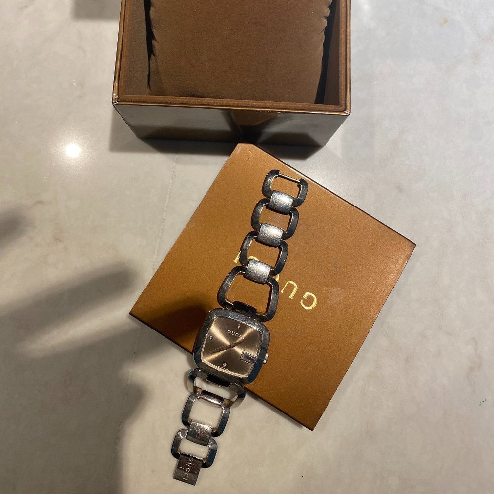 Gucci Stainless Steel and Diamond Watch